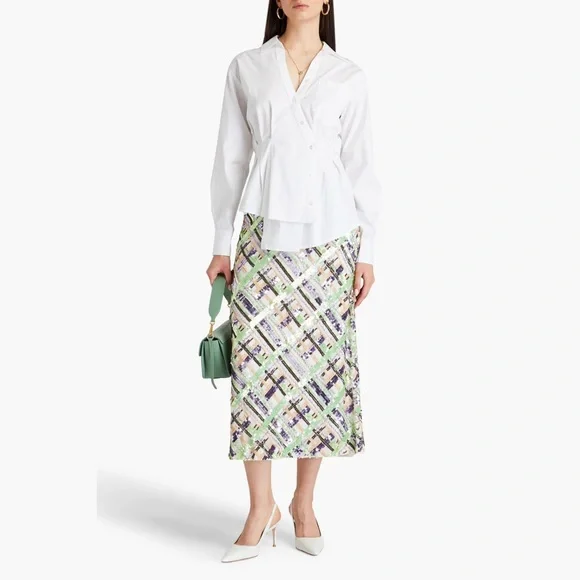 Veronica  Beard Rosamund Poplin Shirt In White, 12 - Picture 5 of 10